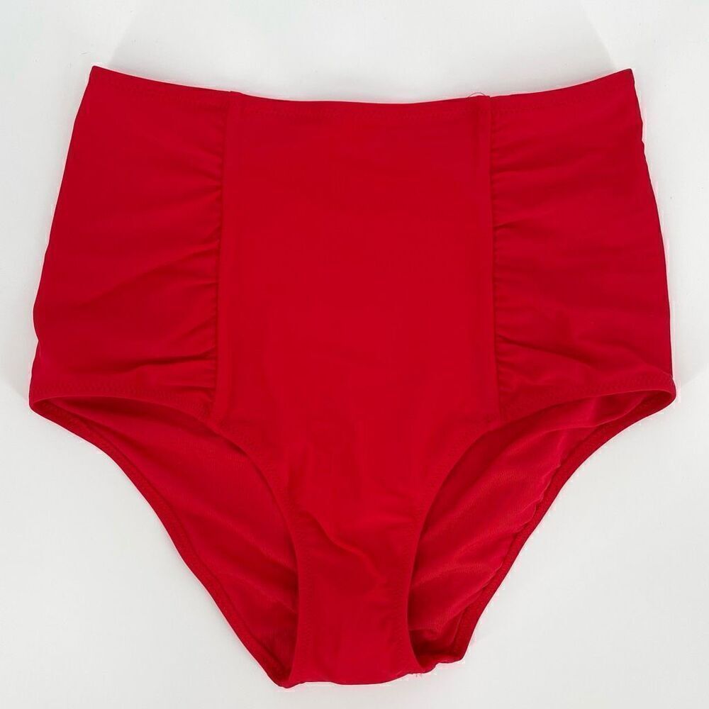 Aerie High Waisted Full Coverage Swimsuit Bottoms Women Small‎ Red NWT